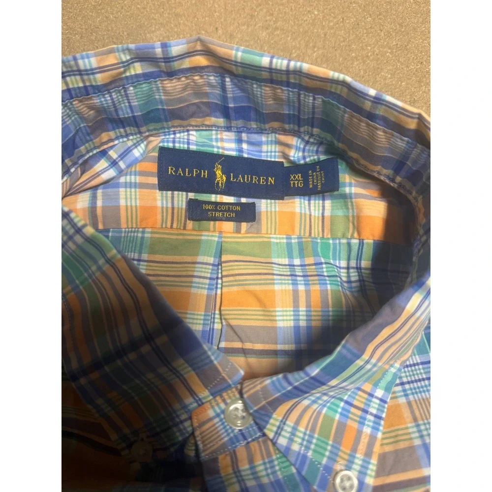 Ralph Lauren Plaid Button Down Shirt Men's‎ XXL 100% Cotton Stretch $89